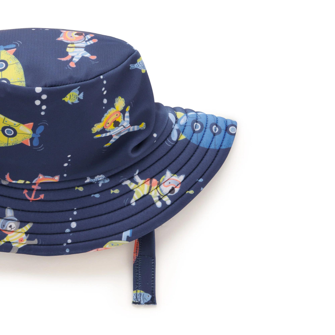 Pure Baby - Broad Brim Swim Hat in Submarine Print