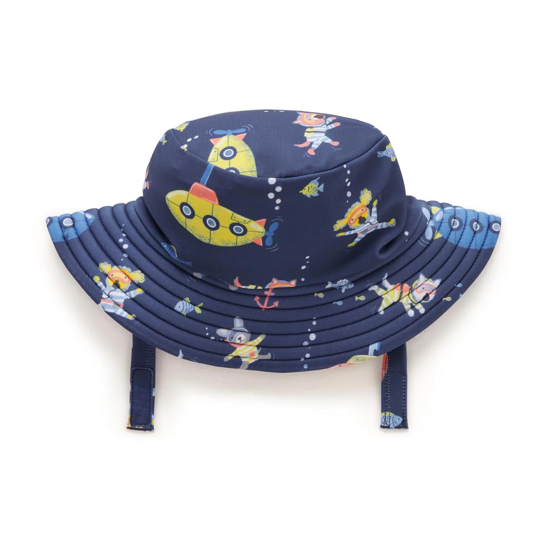 Pure Baby - Broad Brim Swim Hat in Submarine Print