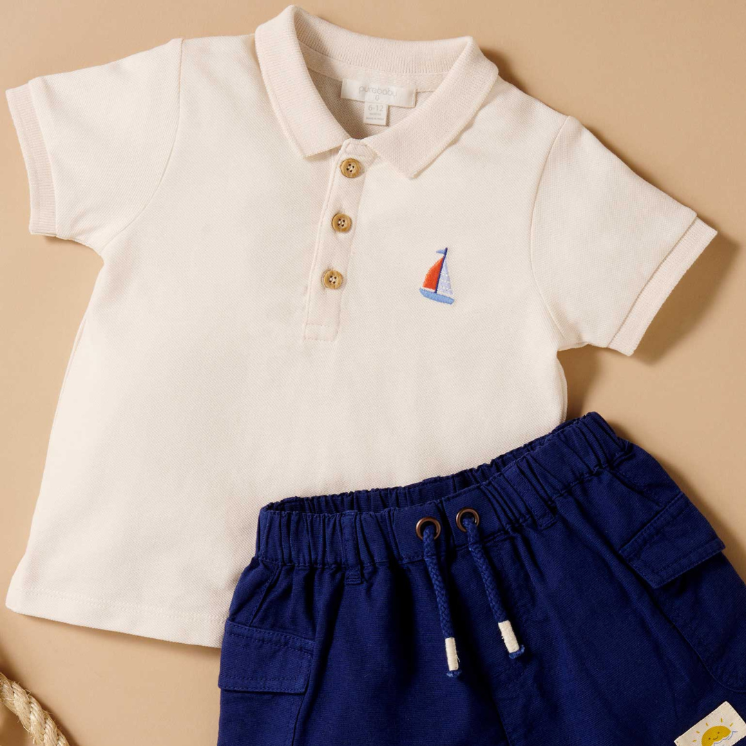 Pure Baby - Kids White polo top