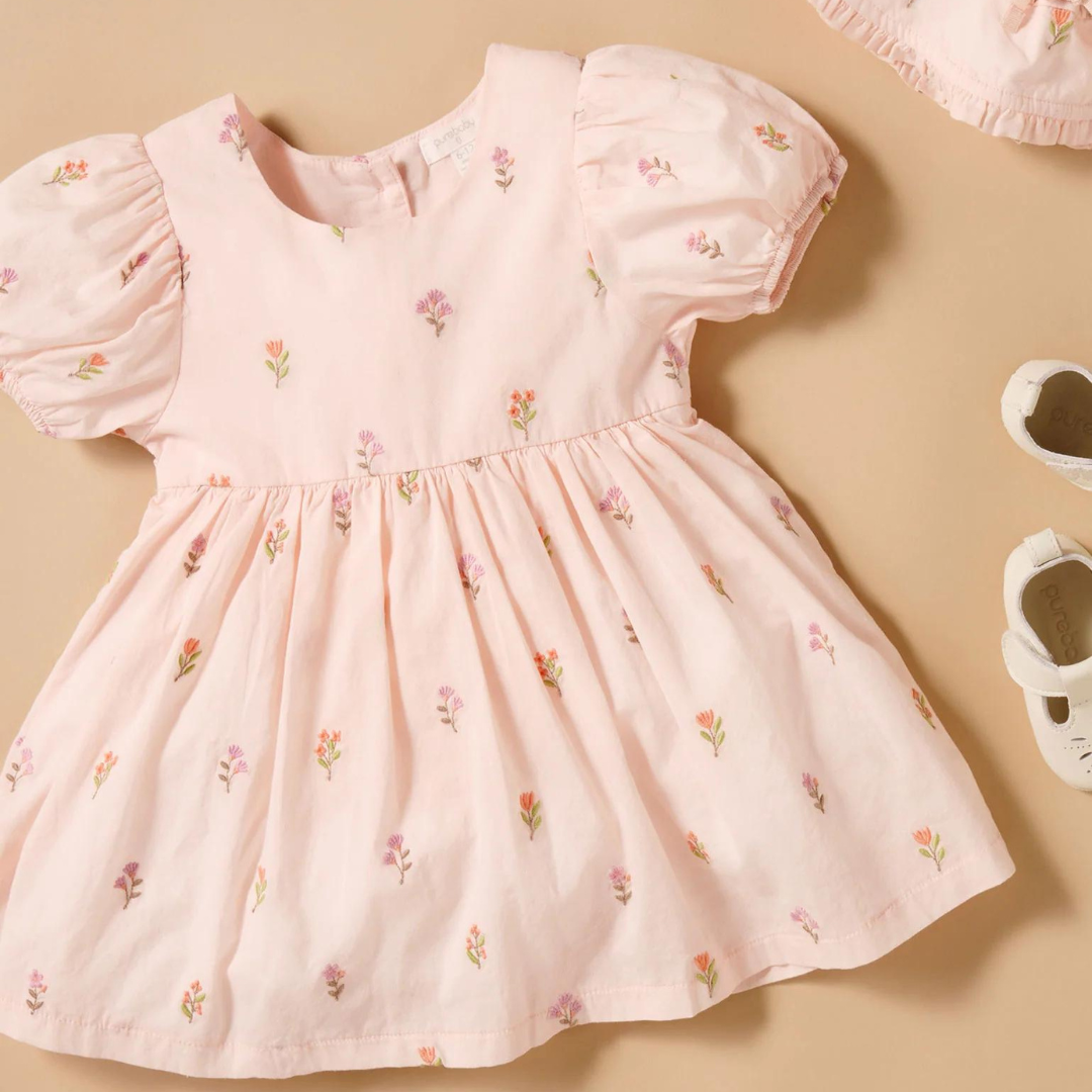 Pure Baby - Pink Embroidered Dress