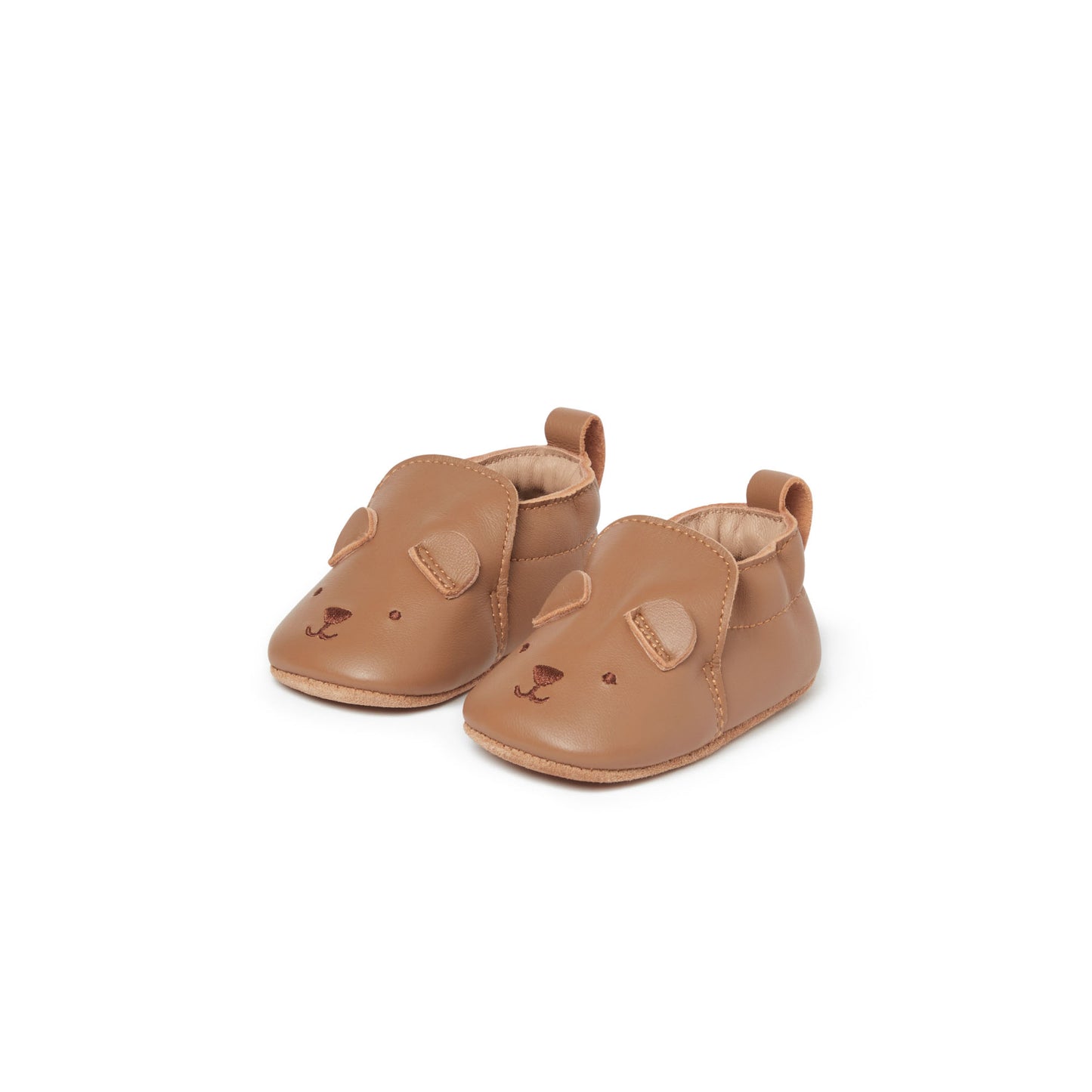 PURE BABY - Leather Pull On Slipper Tan Bear