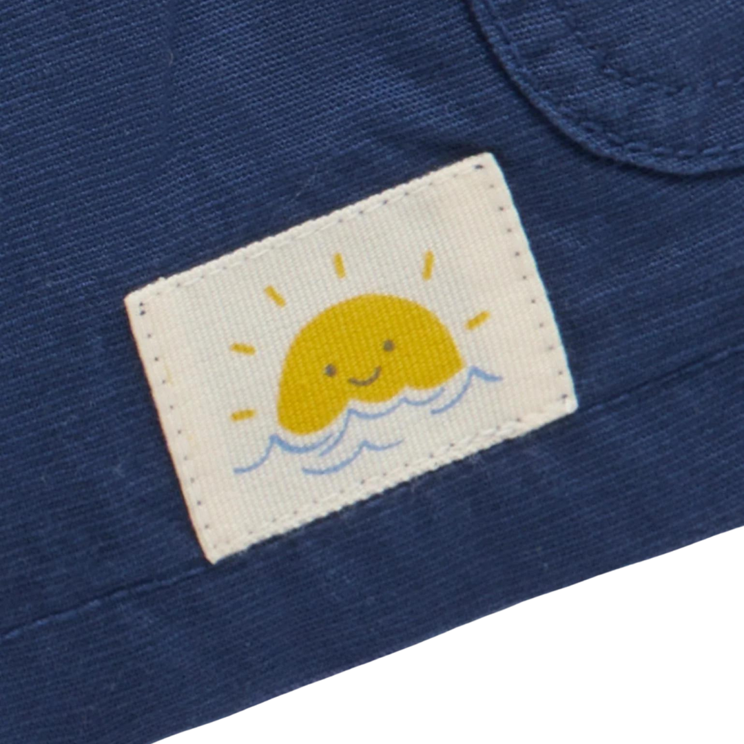 Pure Baby - Navy Linen Short Close Up