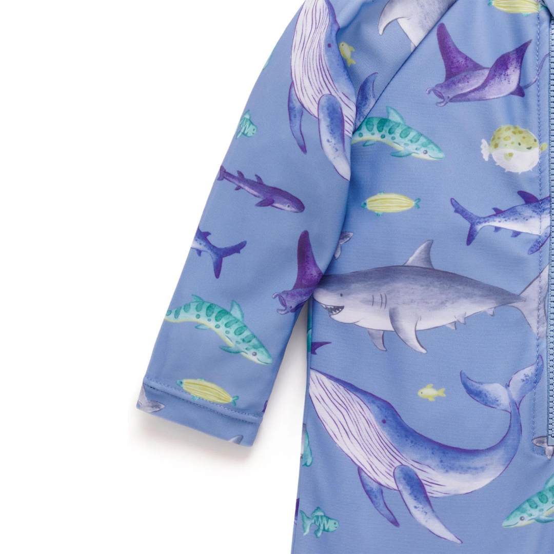 Pure Baby - Sunsuit shark pattern close up