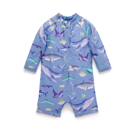 Pure Baby - Printed Long Sleeve Sunsuit