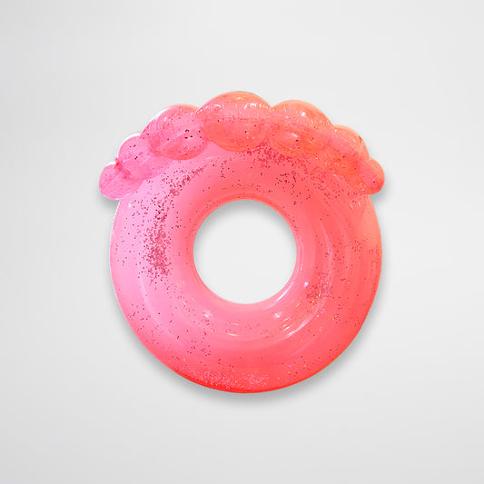 Luxe Pool Ring Shell Neon Coral Front