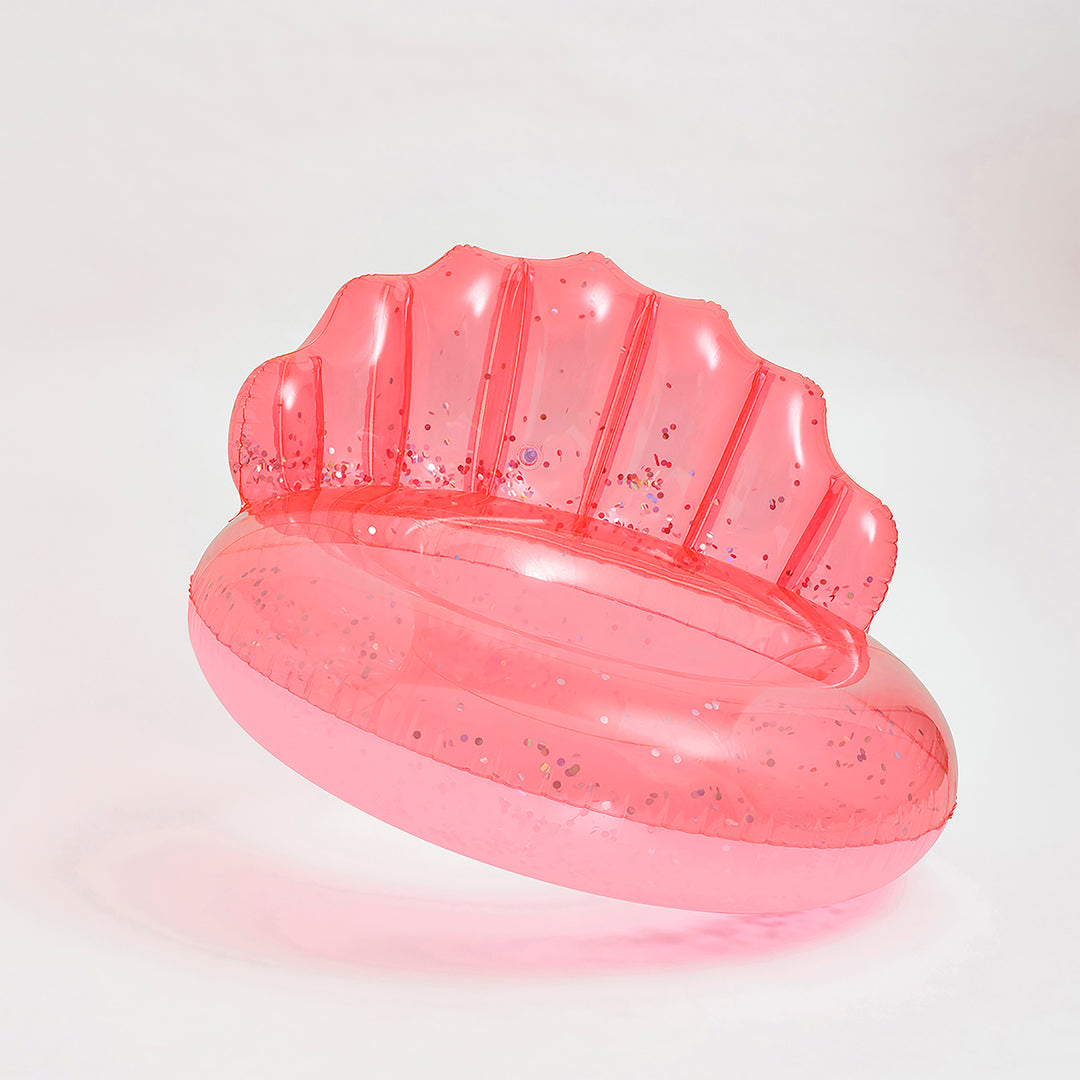 Luxe Pool Ring Shell Neon Coral Front