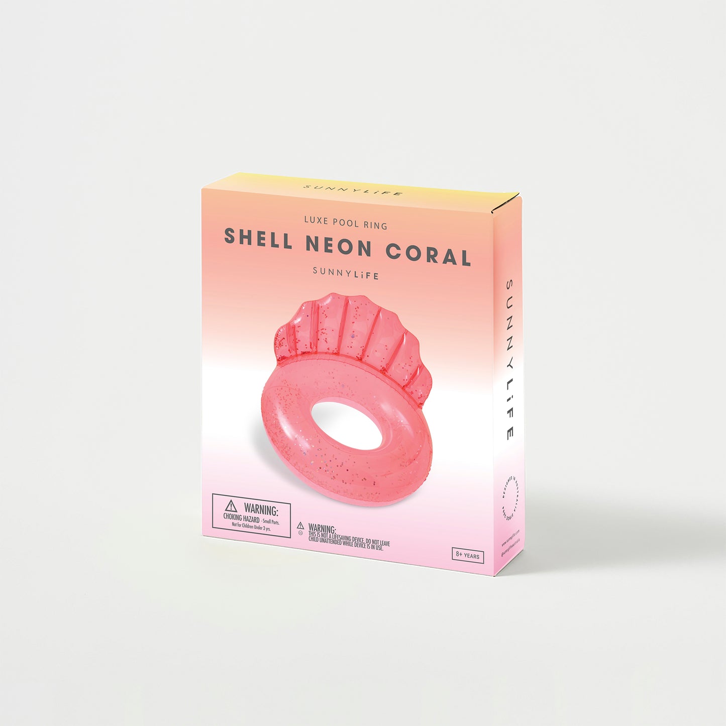 Luxe Pool Ring Shell Neon Coral Box