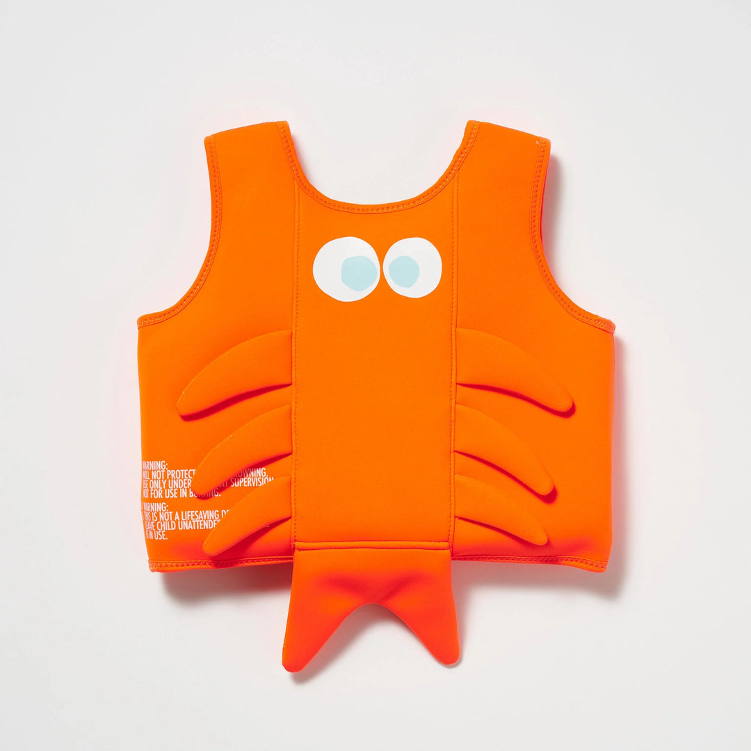 Swim Vest Sonny the Sea Creature Neon Orange Back