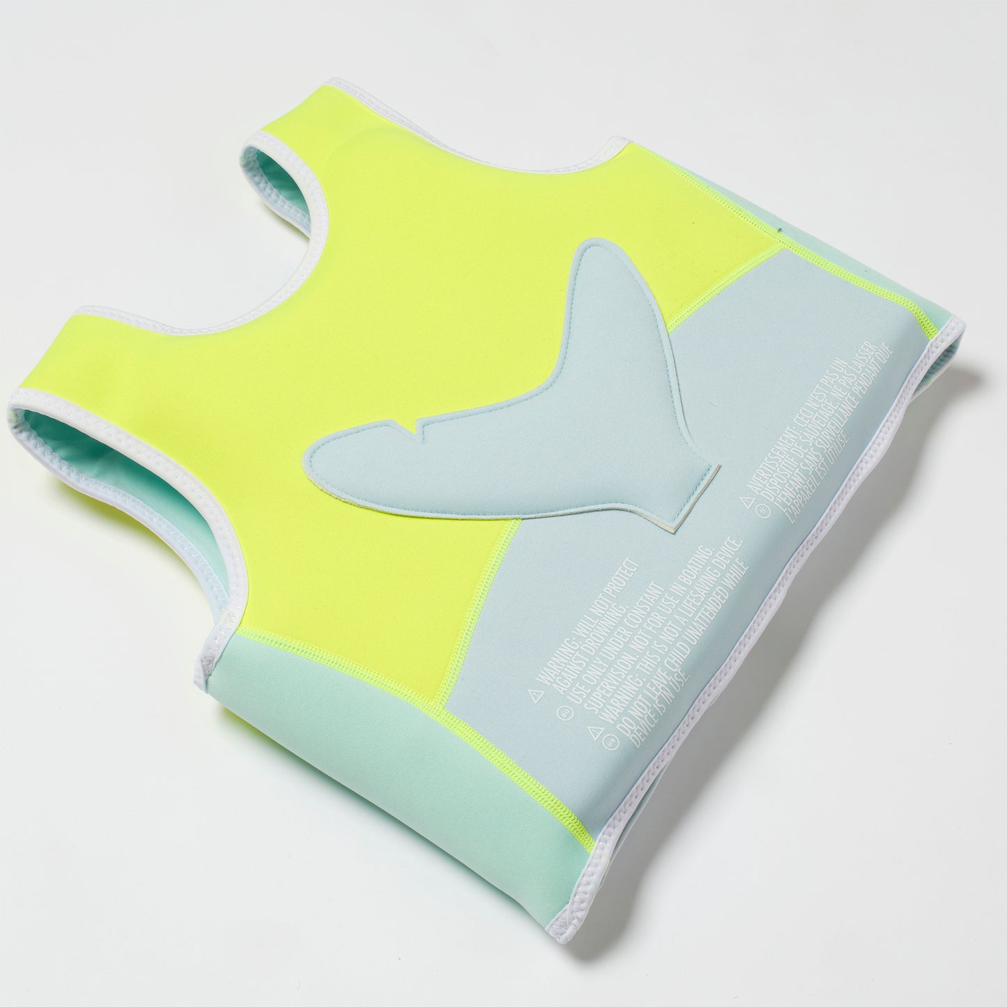 Salty the Shark Swim Vest Aqua Neon Yellow