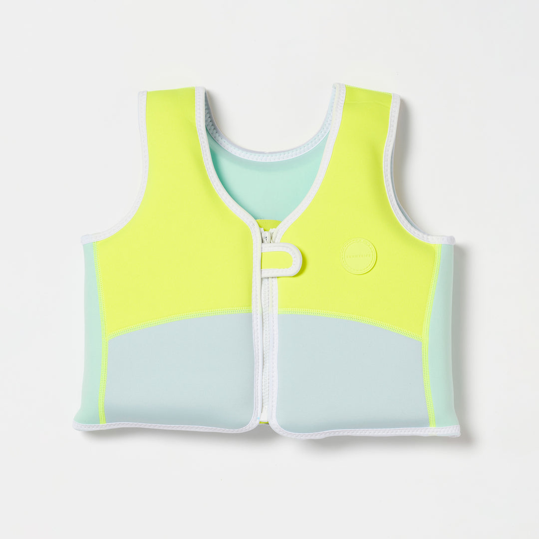 Sunnylife - Salty the Shark Swim Vest Aqua Neon Yellow