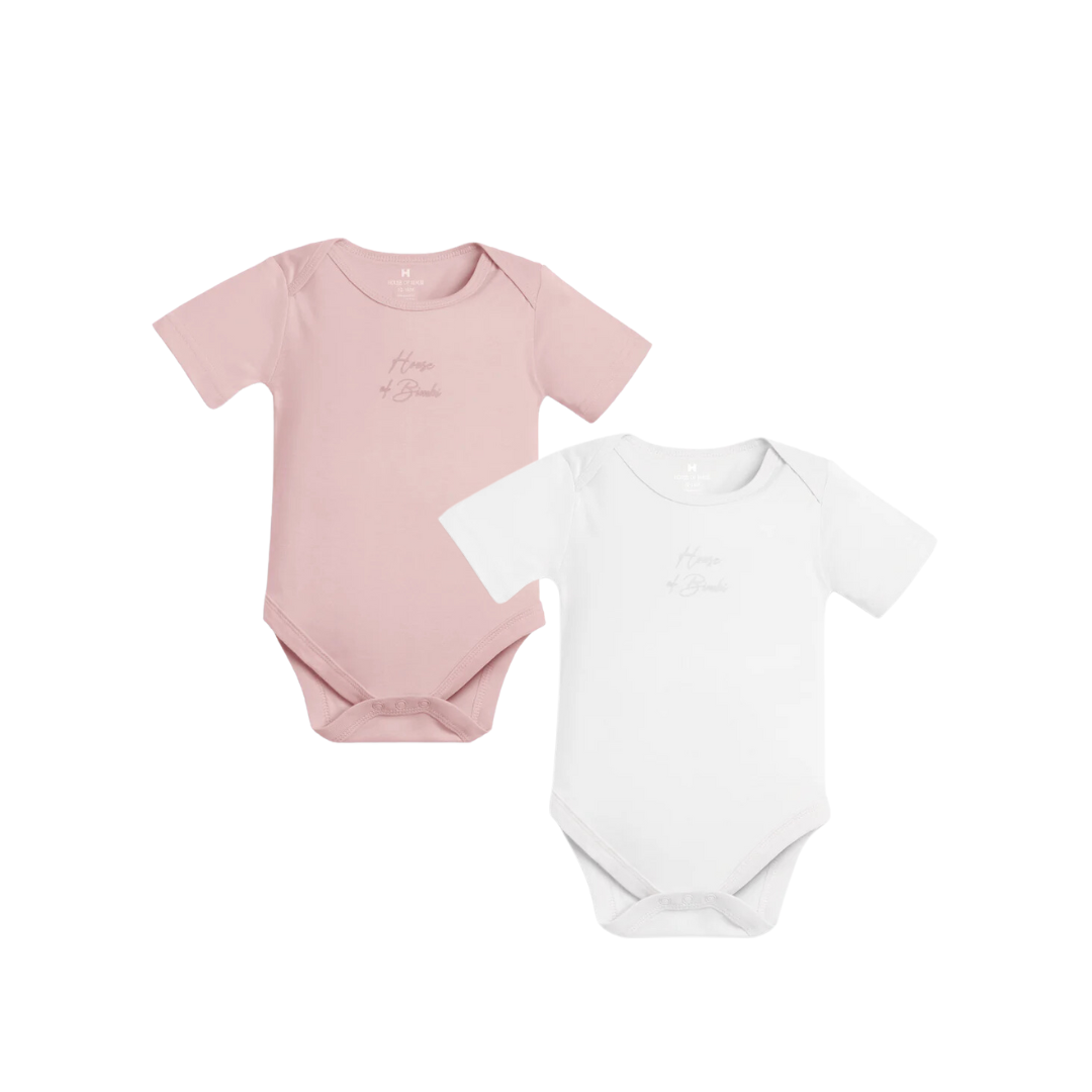 S/Sleeve Bodysuit 2 Pack - Pink & White