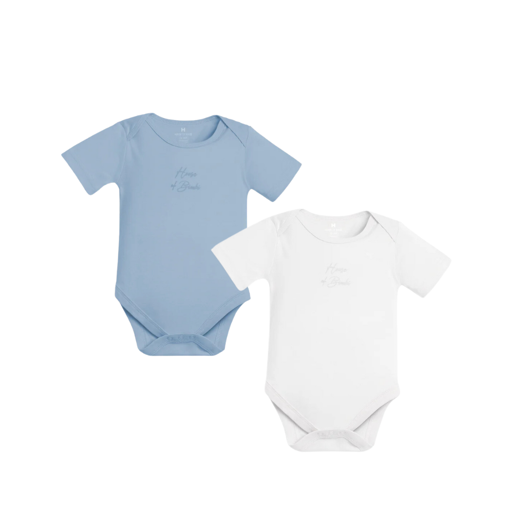 S/Sleeve Bodysuit 2 Pack - Blue & White