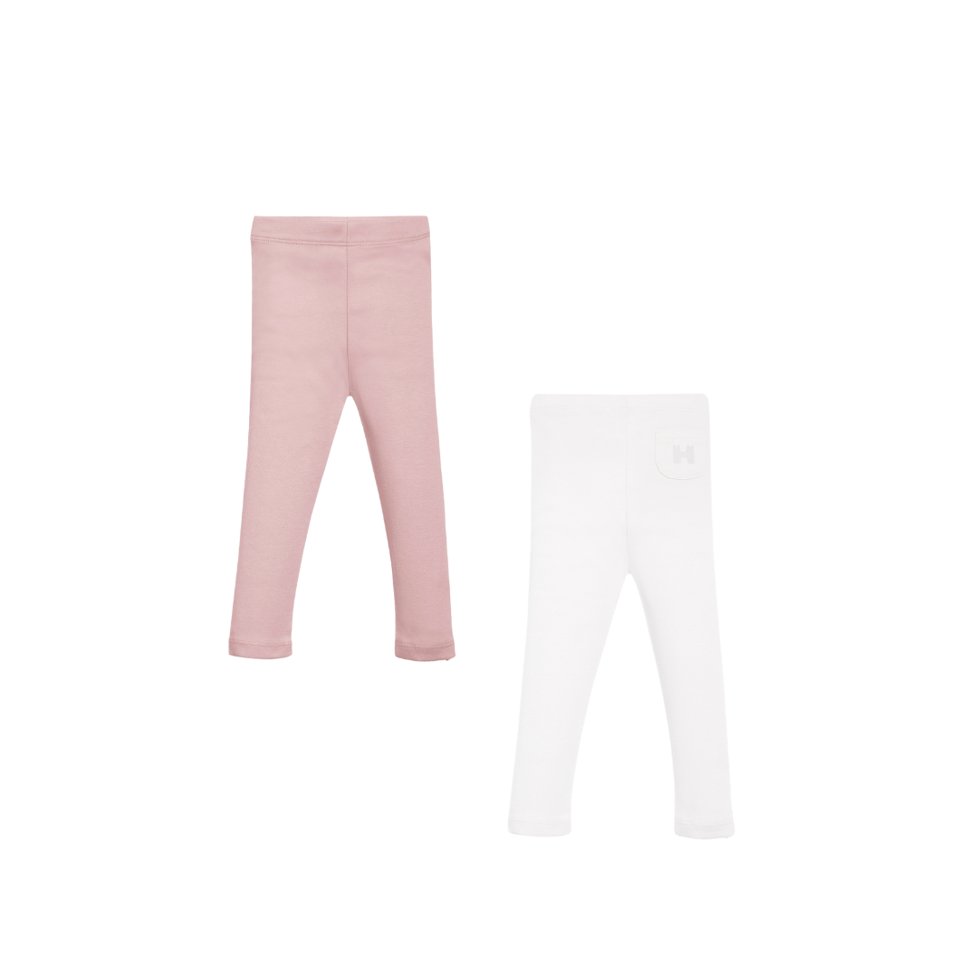 Baby Leggings - 2 Pack Pink & White