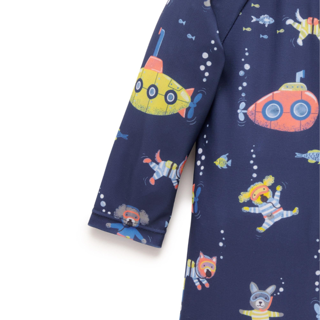 PURE BABY - Printed L/Sleeve Sunsuit