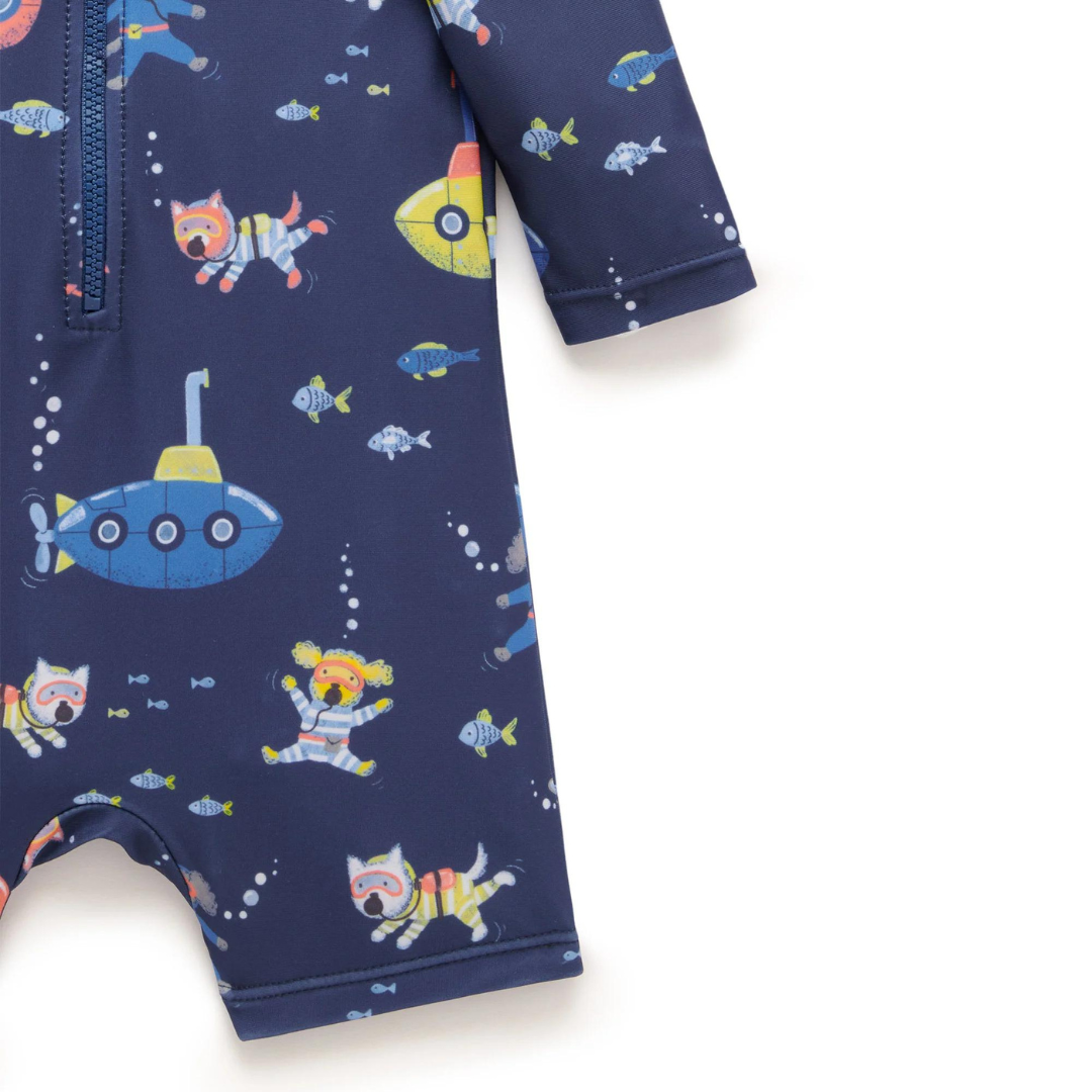 PURE BABY - Printed L/Sleeve Sunsuit