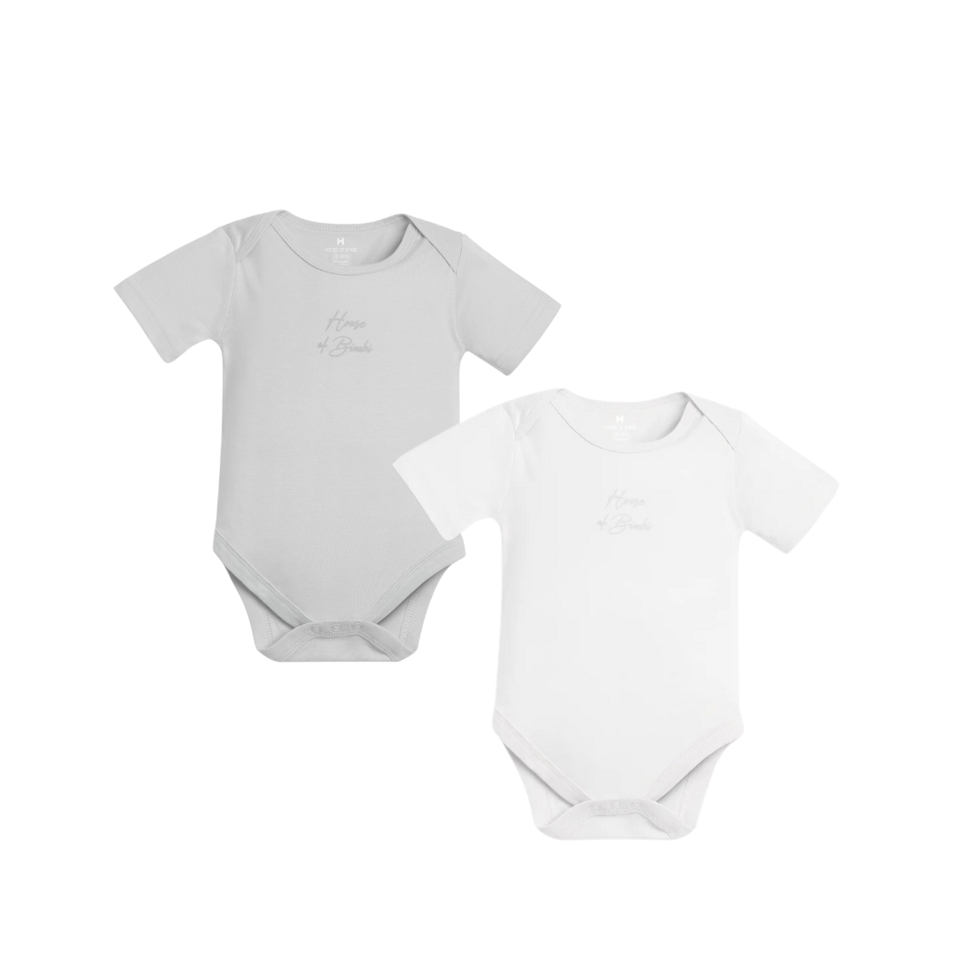 S/Sleeve Bodysuit 2 Pack - Grey & White