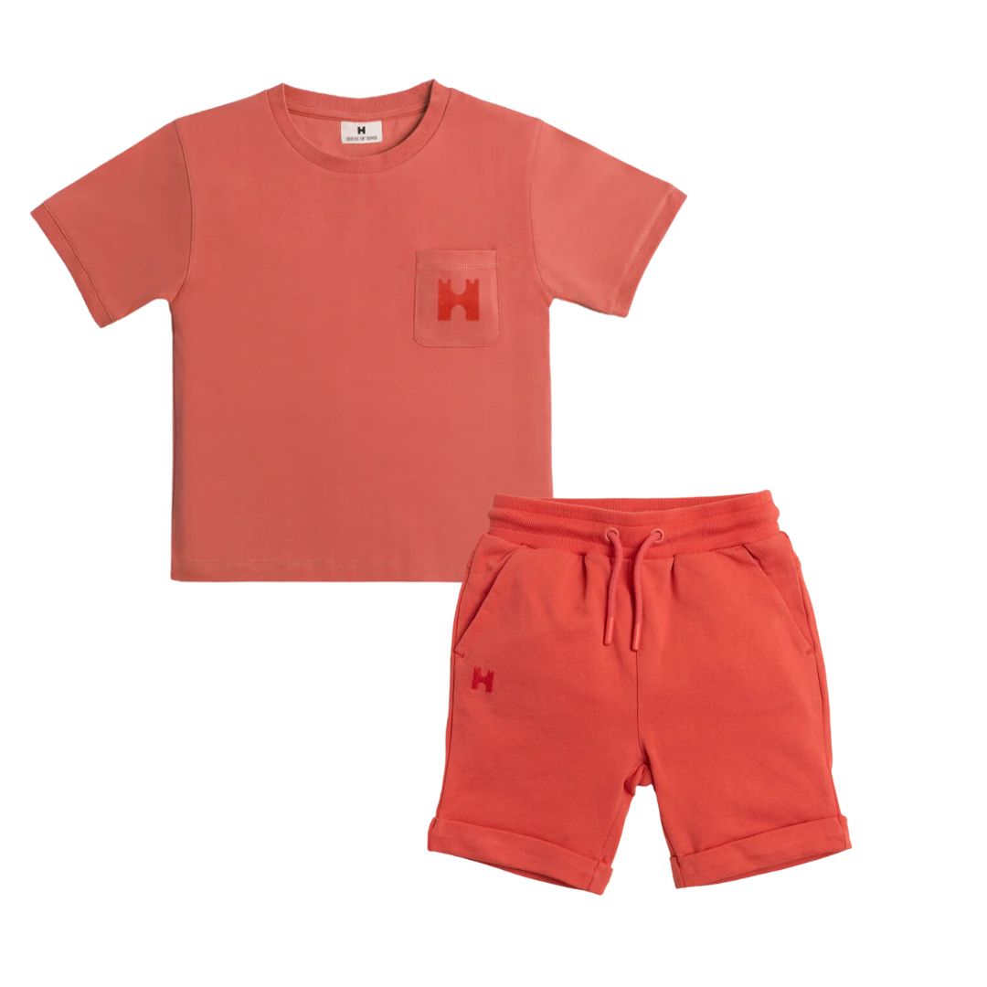 Pocket Tee & Shorts - Red